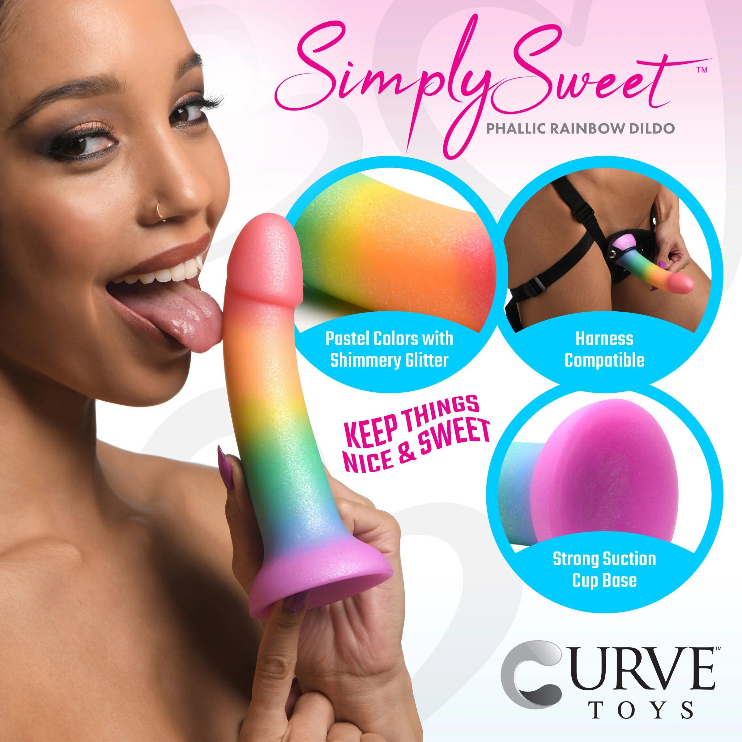 Simply Sweet Phallic 6.5 in. Silicone Dildo Rainbow - Buy At Luxury Toy X - Free 3-Day Shipping