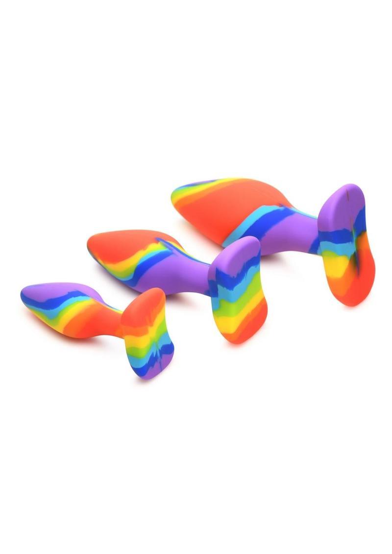 Simply Sweet Rainbow Silicone Butt Plug 3-Piece Set - Buy At Luxury Toy X - Free 3-Day Shipping