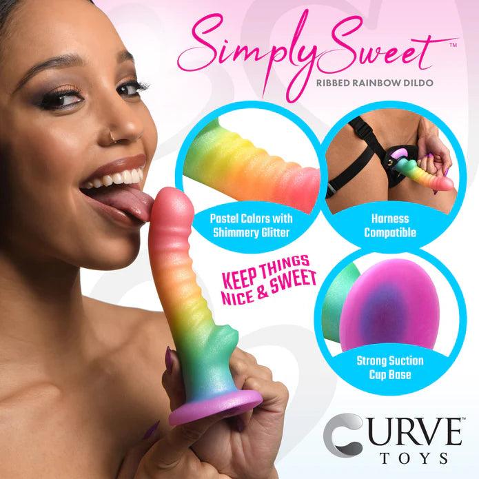 Simply Sweet Ribbed 6.5 in. Silicone Dildo - Buy At Luxury Toy X - Free 3-Day Shipping