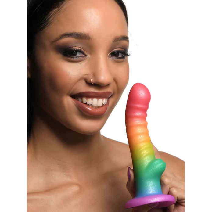 Simply Sweet Ribbed 6.5 in. Silicone Dildo - Buy At Luxury Toy X - Free 3-Day Shipping