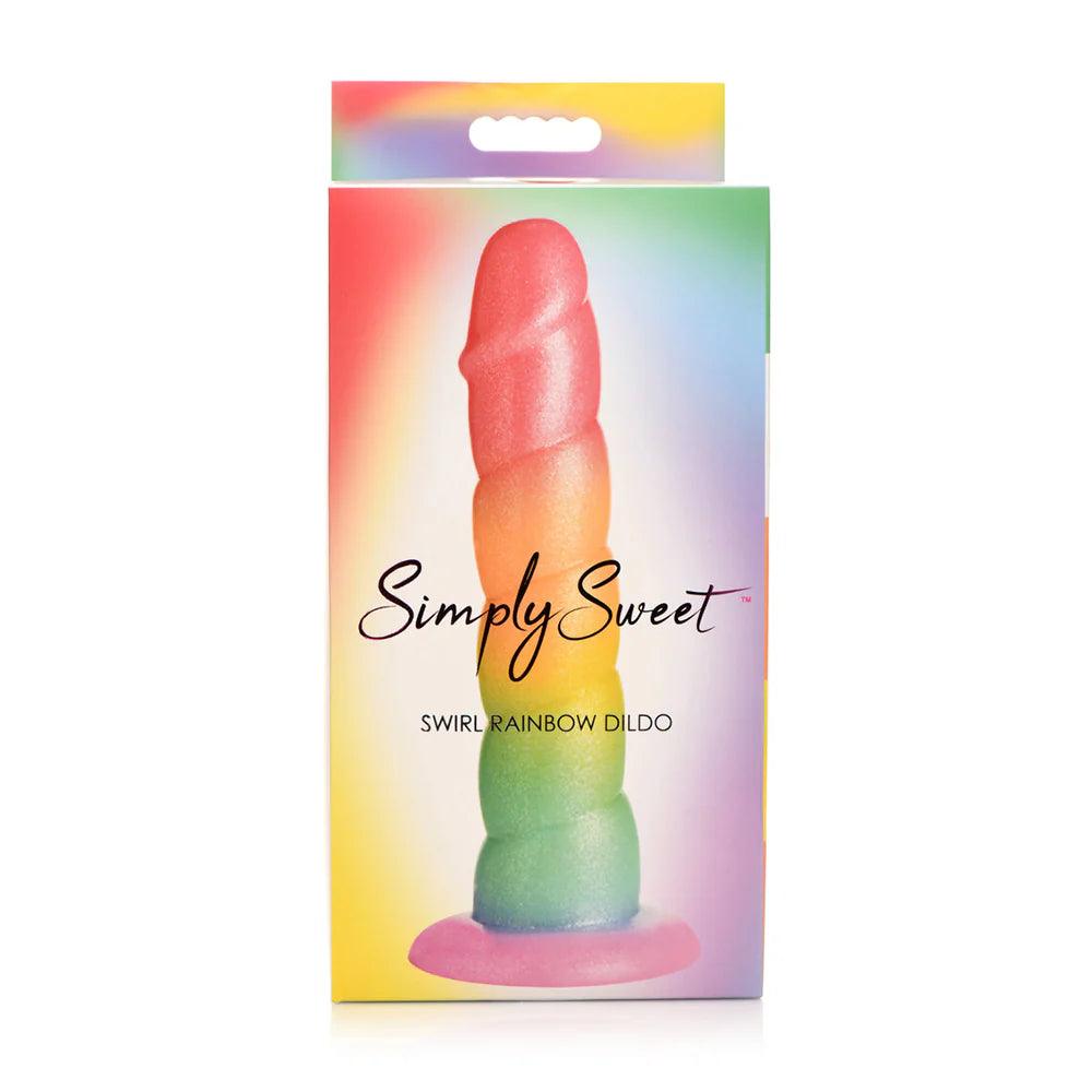 Simply Sweet Swirl 6.5 in. Silicone Dildo Rainbow - Buy At Luxury Toy X - Free 3-Day Shipping