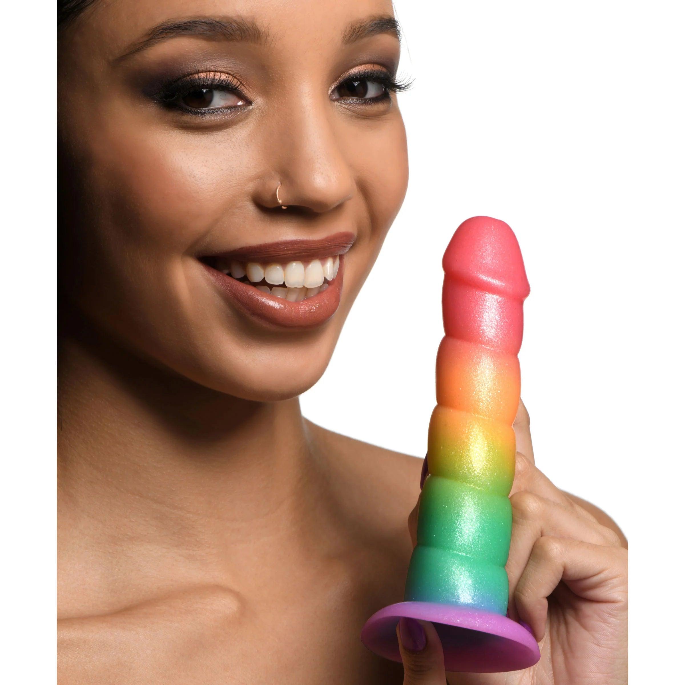 Simply Sweet Swirl 6.5 in. Silicone Dildo Rainbow - Buy At Luxury Toy X - Free 3-Day Shipping