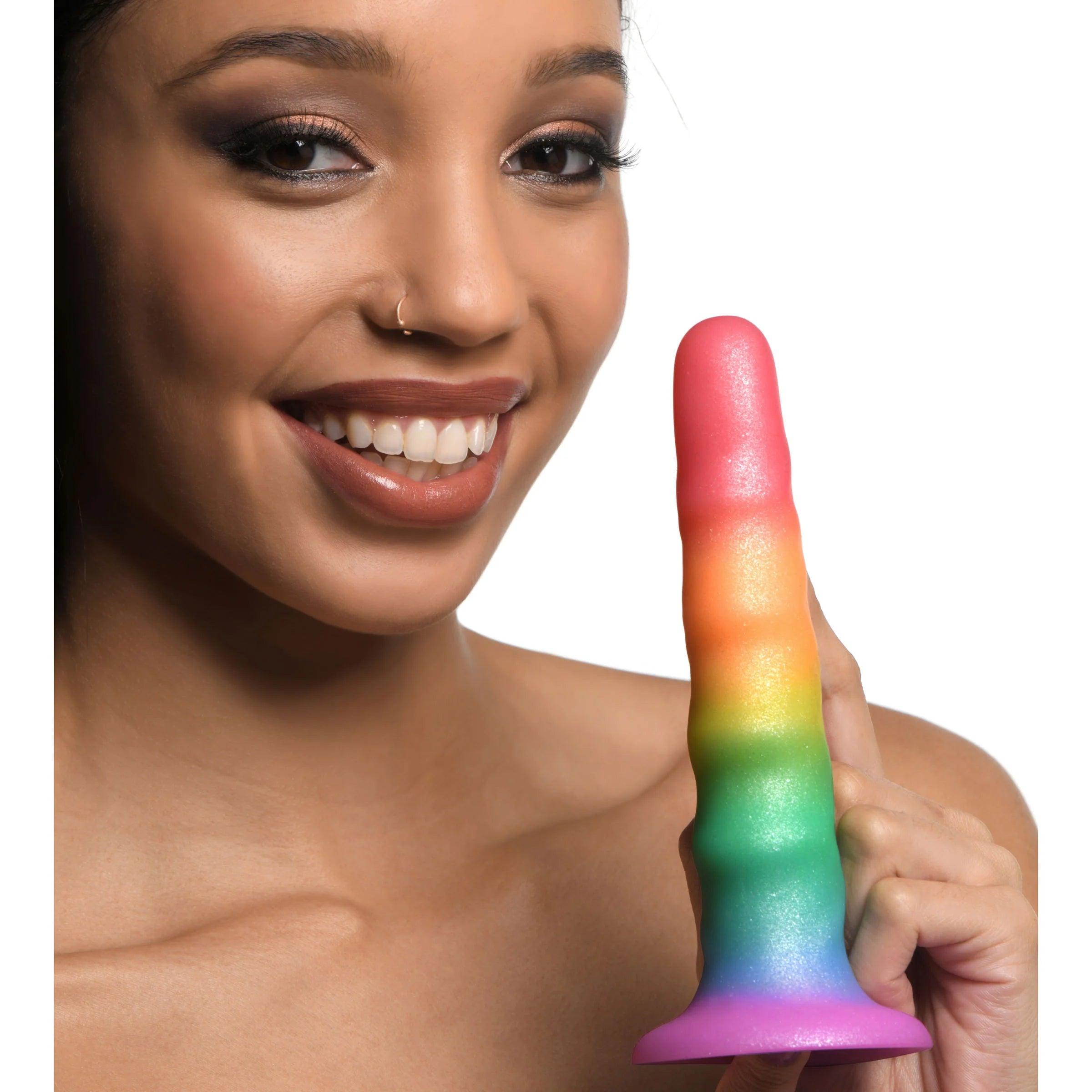 Simply Sweet Zigzag Silicone Rainbow Dildo - Buy At Luxury Toy X - Free 3-Day Shipping