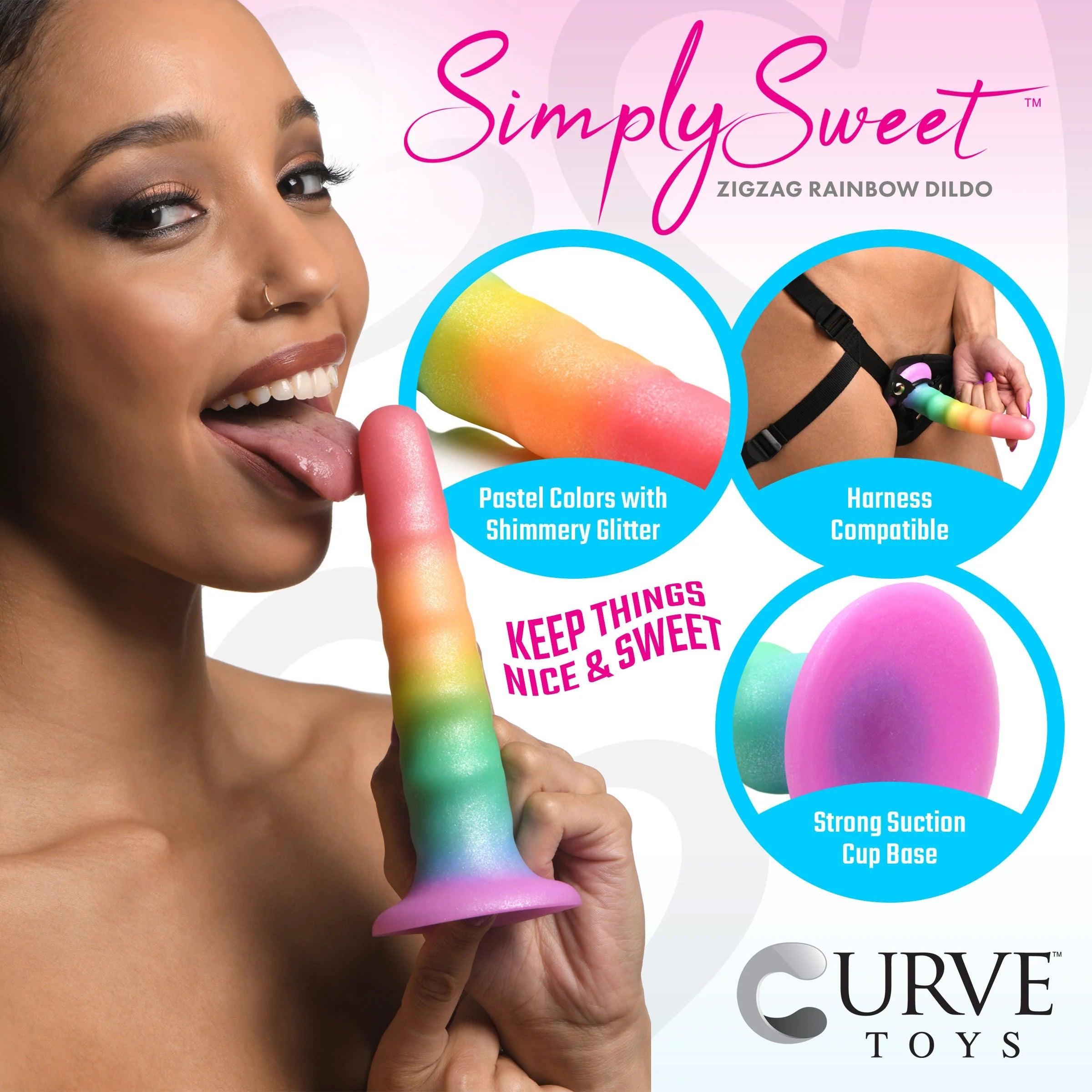 Simply Sweet Zigzag Silicone Rainbow Dildo - Buy At Luxury Toy X - Free 3-Day Shipping