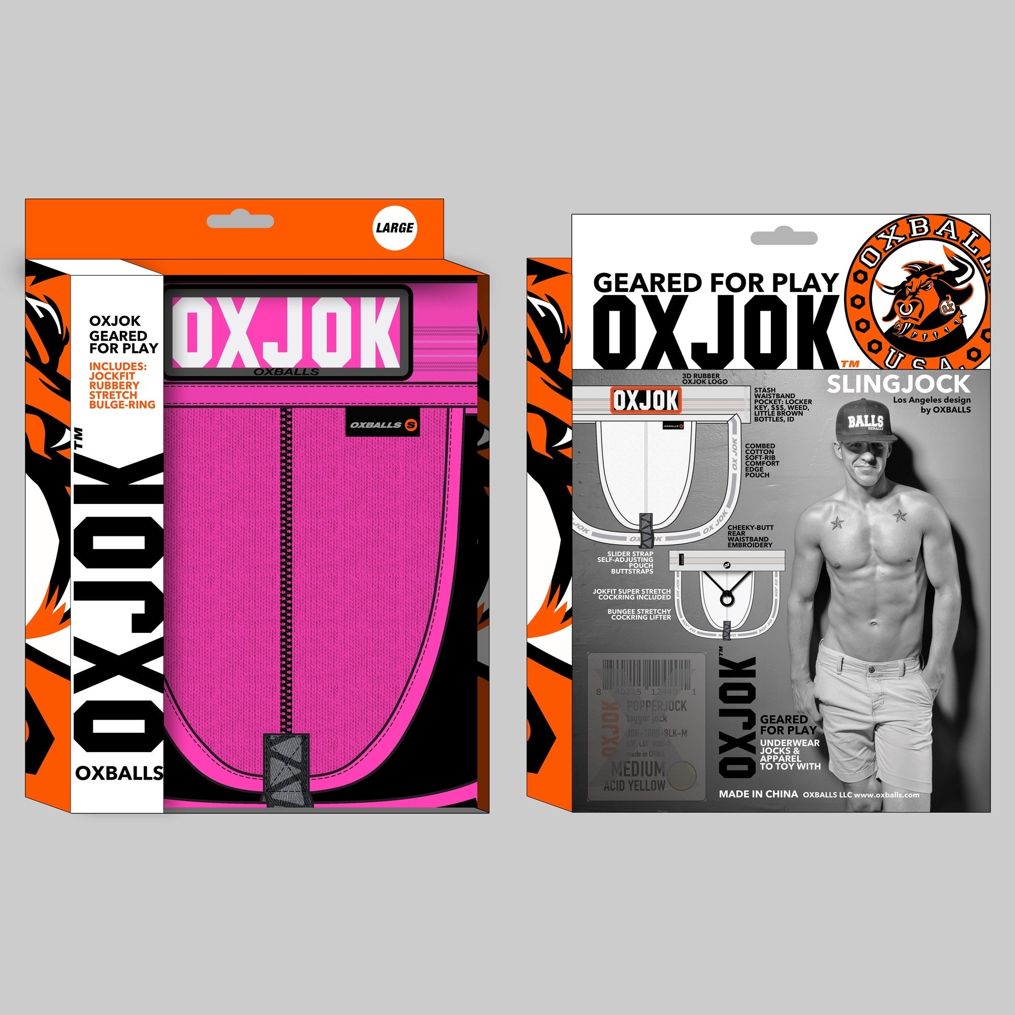 Oxballs Oxjok Slingjock Upthrust Slider-Strap Jock -  Pink Sky