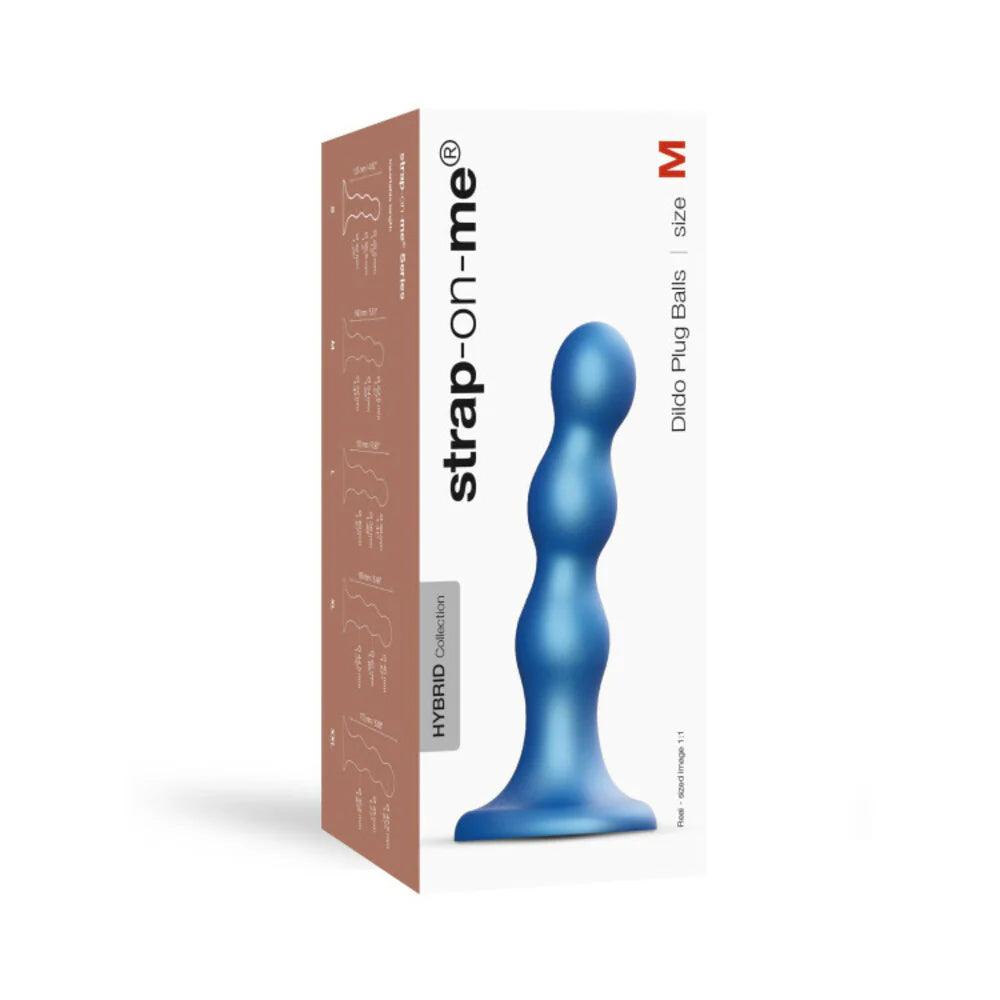 Strap-On-Me Hybrid Collection Silicone Dildo Plug Balls - Metallic Blue - Buy At Luxury Toy X - Free 3-Day Shipping