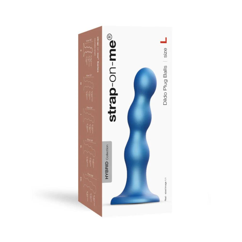 Strap-On-Me Hybrid Collection Silicone Dildo Plug Balls - Metallic Blue - Buy At Luxury Toy X - Free 3-Day Shipping