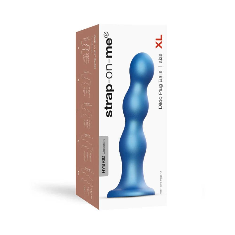 Strap-On-Me Hybrid Collection Silicone Dildo Plug Balls - Metallic Blue - Buy At Luxury Toy X - Free 3-Day Shipping