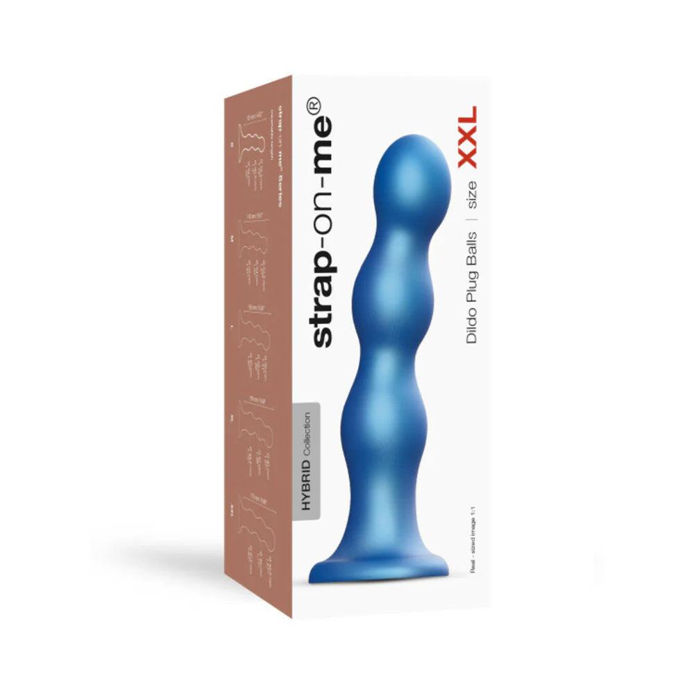 Strap-On-Me Hybrid Collection Silicone Dildo Plug Balls - Metallic Blue - Buy At Luxury Toy X - Free 3-Day Shipping