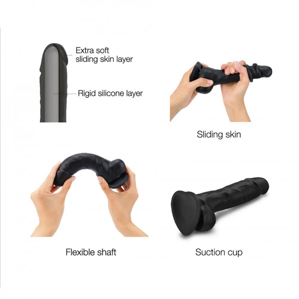 Strap-On-Me Realistic Collection Sliding Skin Dual-Density Silicone Dildo - Black - Buy At Luxury Toy X - Free 3-Day Shipping