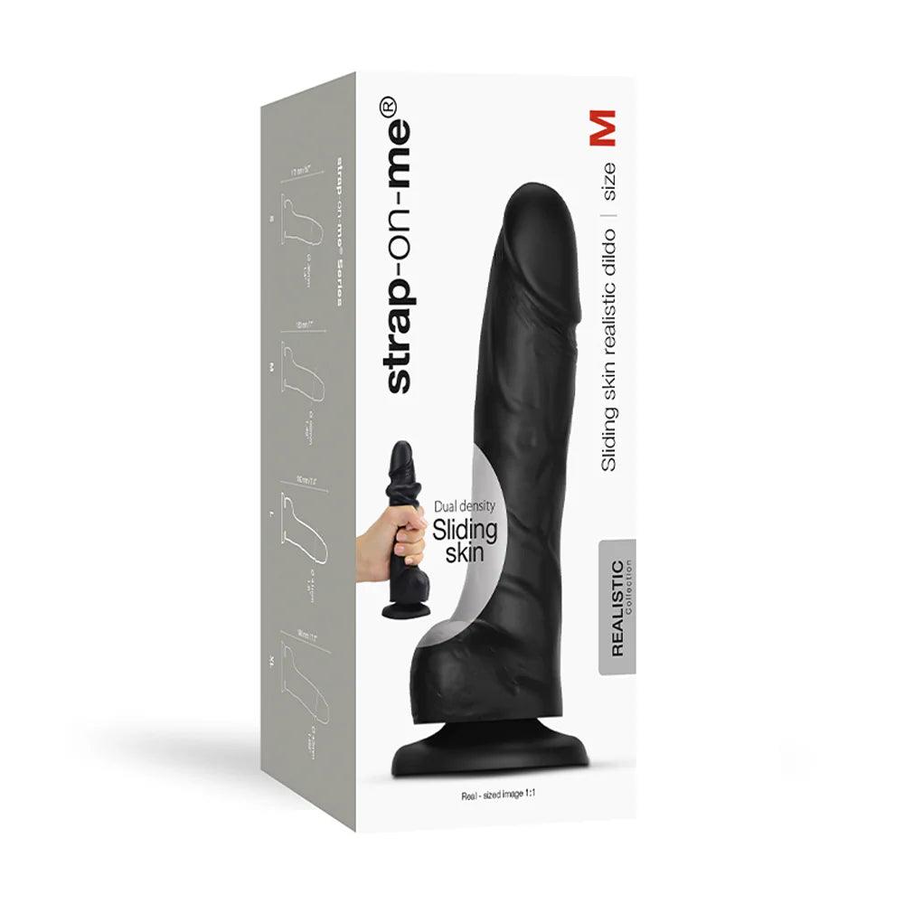 Strap-On-Me Realistic Collection Sliding Skin Dual-Density Silicone Dildo - Black - Buy At Luxury Toy X - Free 3-Day Shipping