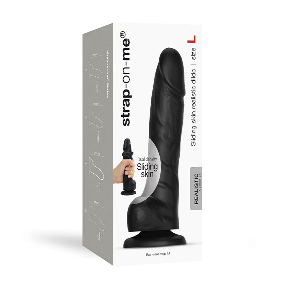 Strap-On-Me Realistic Collection Sliding Skin Dual-Density Silicone Dildo - Black - Buy At Luxury Toy X - Free 3-Day Shipping