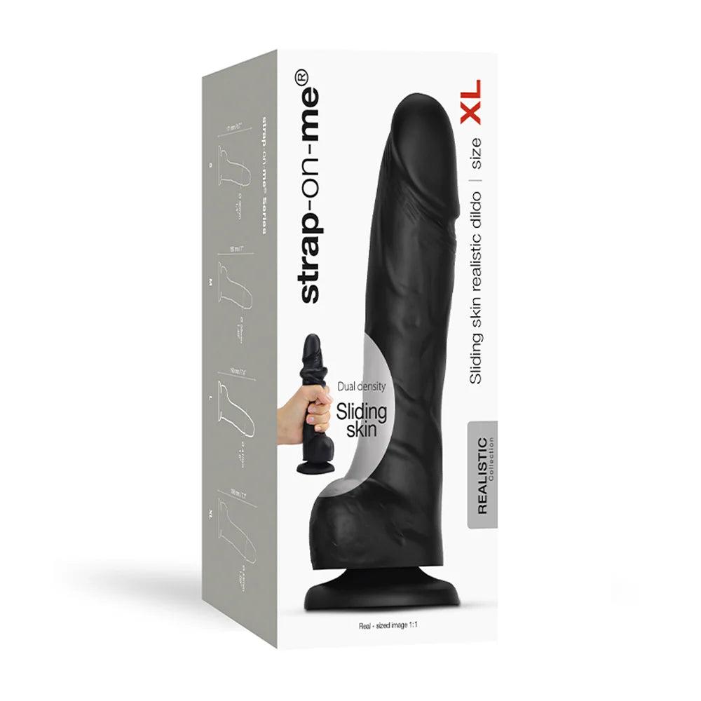 Strap-On-Me Realistic Collection Sliding Skin Dual-Density Silicone Dildo - Black - Buy At Luxury Toy X - Free 3-Day Shipping