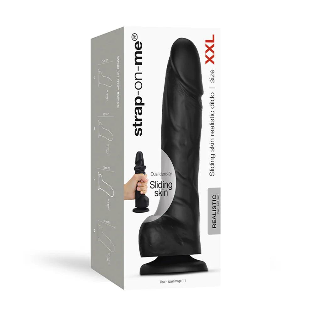 Strap-On-Me Realistic Collection Sliding Skin Dual-Density Silicone Dildo - Black - Buy At Luxury Toy X - Free 3-Day Shipping