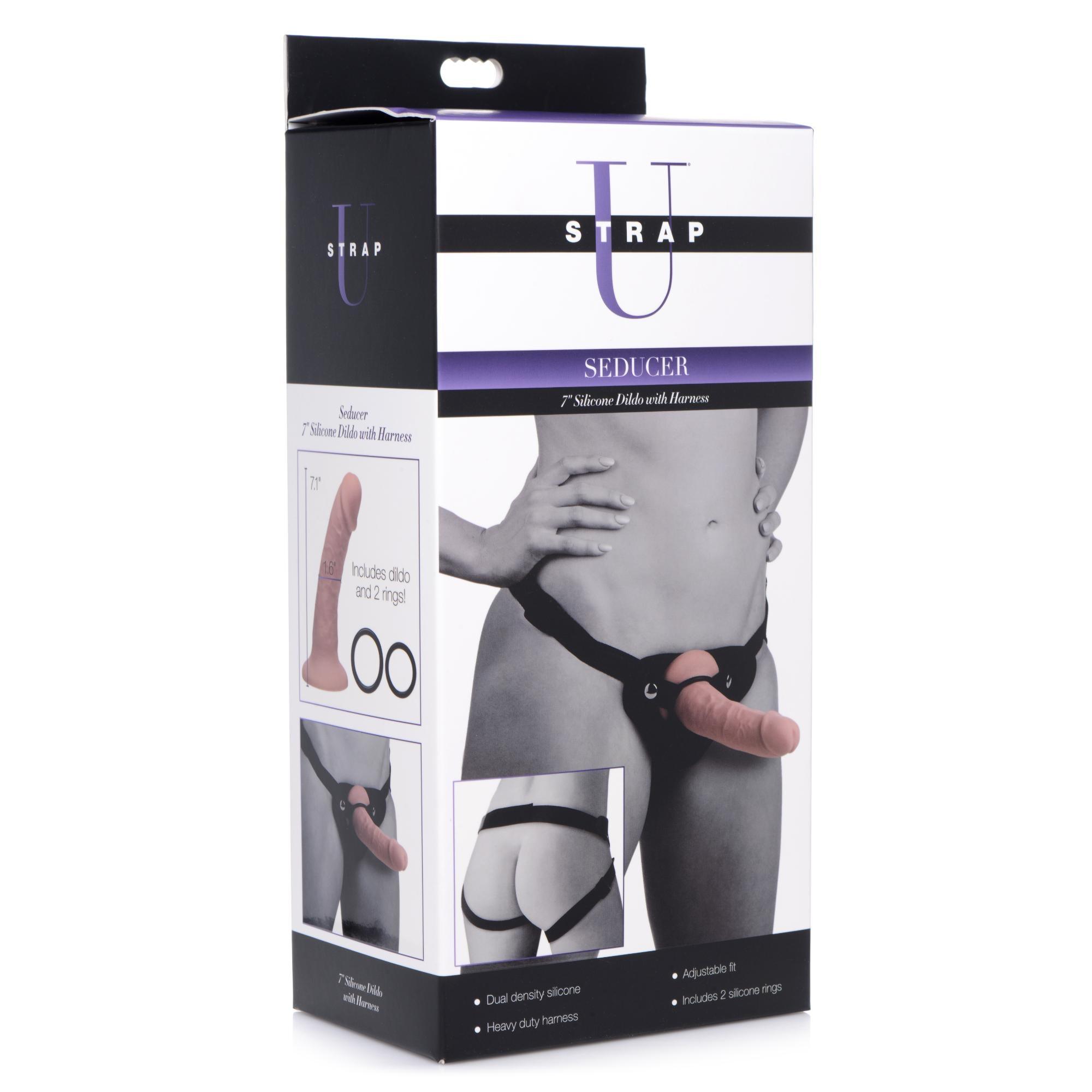 Strap U Seducer 7" Silicone Dildo with Harness - Buy At Luxury Toy X - Free 3-Day Shipping