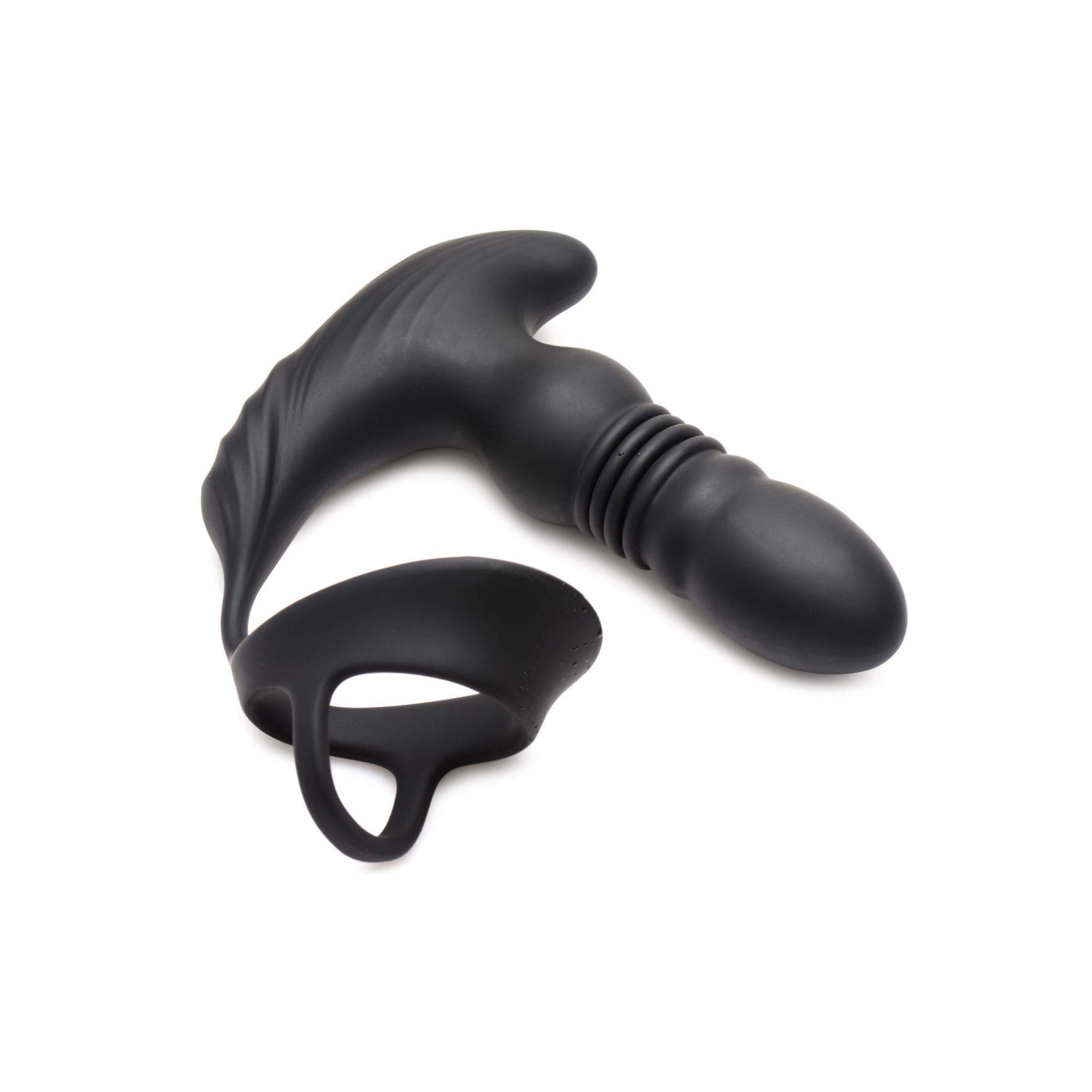 Thunder Plugs Rechargeable 10X Thrusting Silicone Vibrator with Cock & Ball Strap - Buy At Luxury Toy X - Free 3-Day Shipping