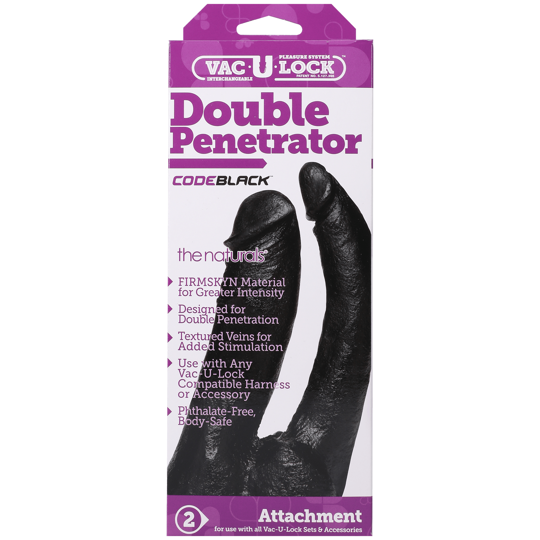 Vac-U-Lock CodeBlack - Double Penetrator - The Naturals - Buy At Luxury Toy X - Free 3-Day Shipping