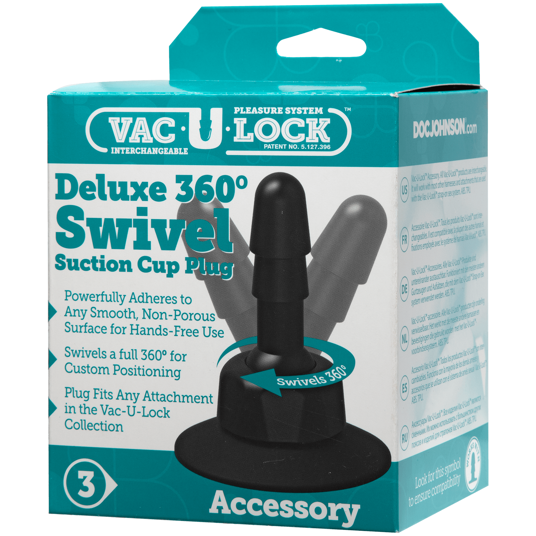 Vac U Lock Deluxe 360 Swivel Suction Cup Plug Black - Buy At Luxury Toy X - Free 3-Day Shipping