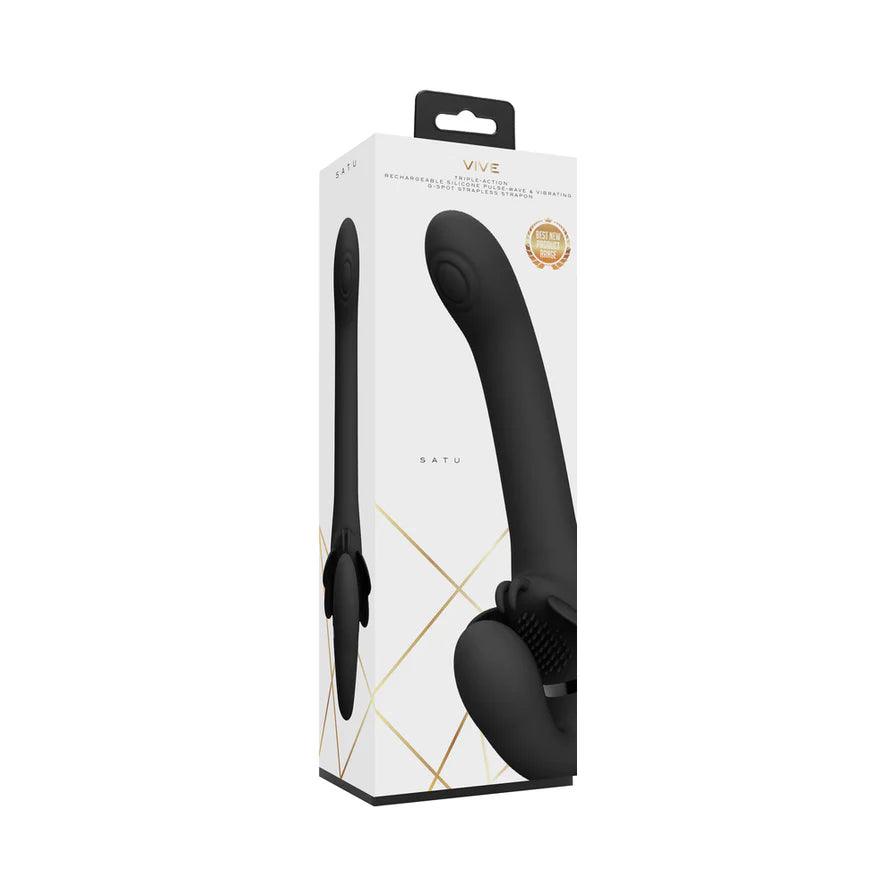 VIVE SATU Rechargeable Triple Motor Pulse-Wave Vibrating Silicone Strapless Strap-On - Buy At Luxury Toy X - Free 3-Day Shipping