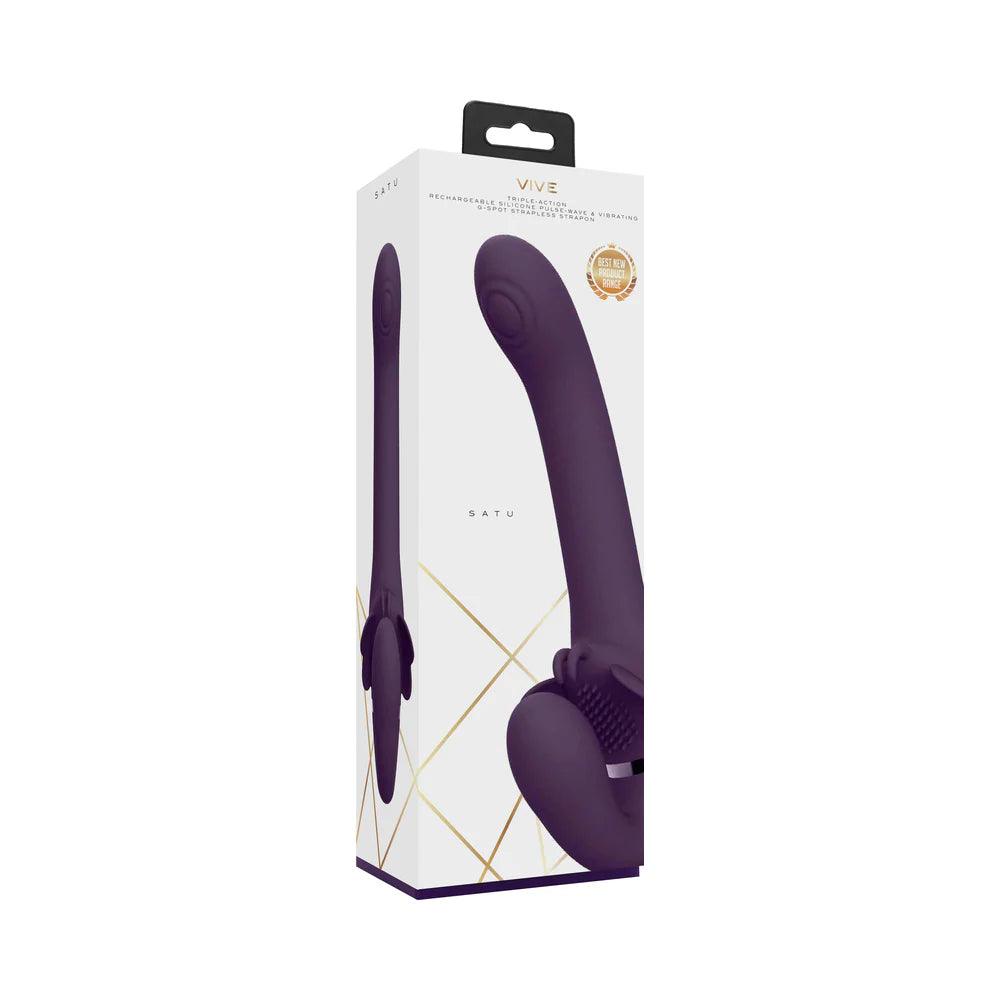 VIVE SATU Rechargeable Triple Motor Pulse-Wave Vibrating Silicone Strapless Strap-On - Buy At Luxury Toy X - Free 3-Day Shipping