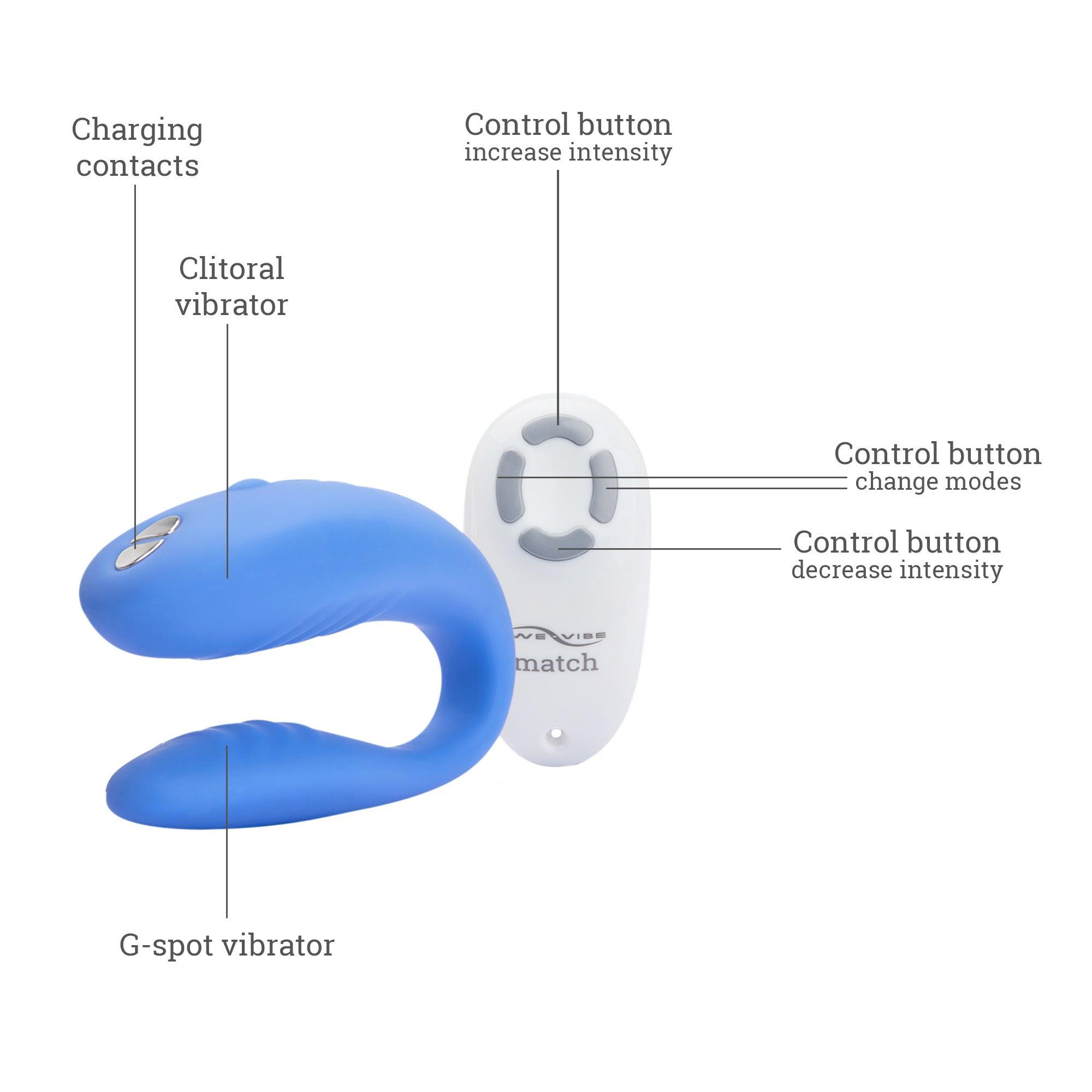 We-Vibe Match Rechargeable Silicone Couples Vibrator with Remote Control - Buy At Luxury Toy X - Free 3-Day Shipping