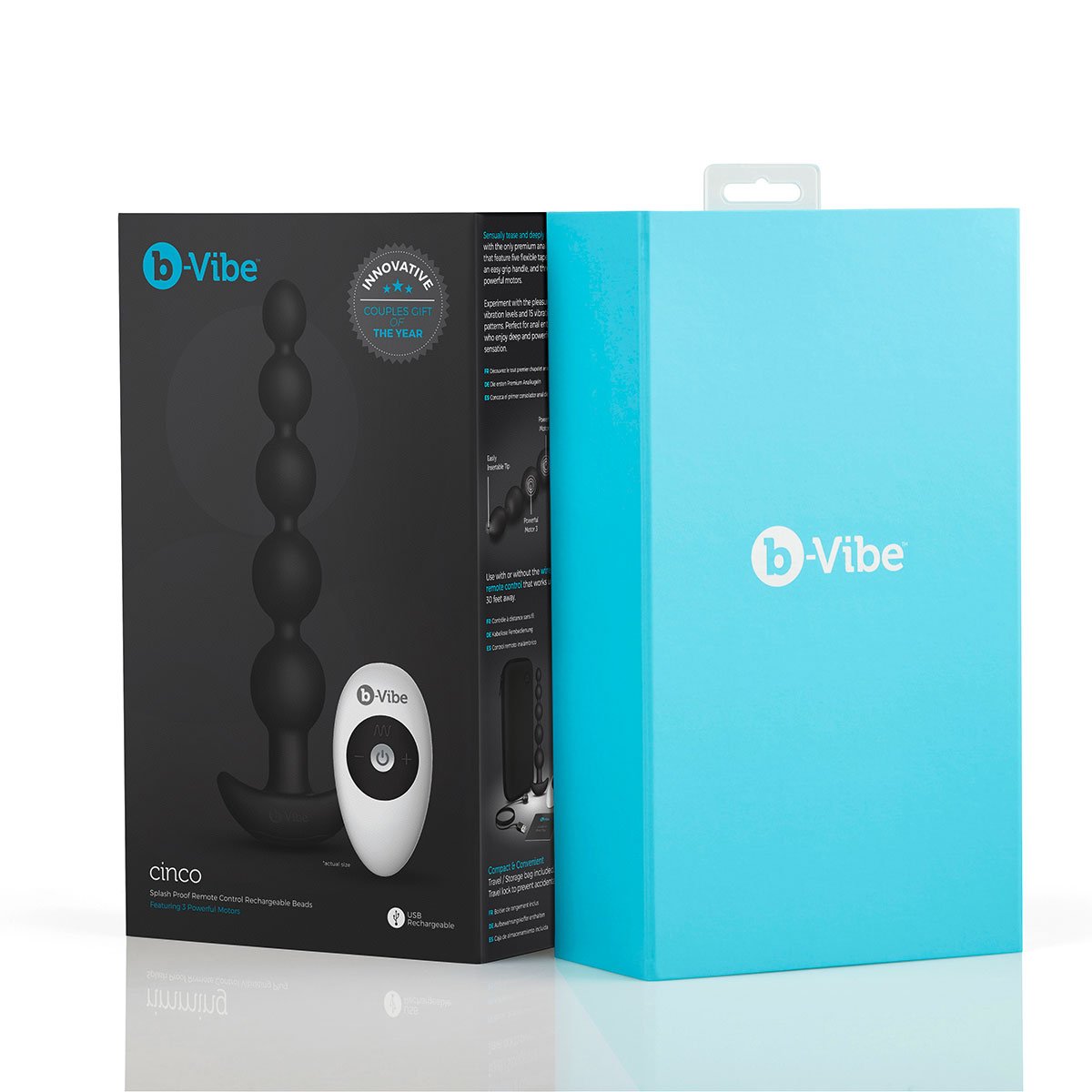 b-Vibe Cinco Rechargeable Remote-Controlled Vibrating Anal Beads Plug - Buy At Luxury Toy X - Free 3-Day Shipping