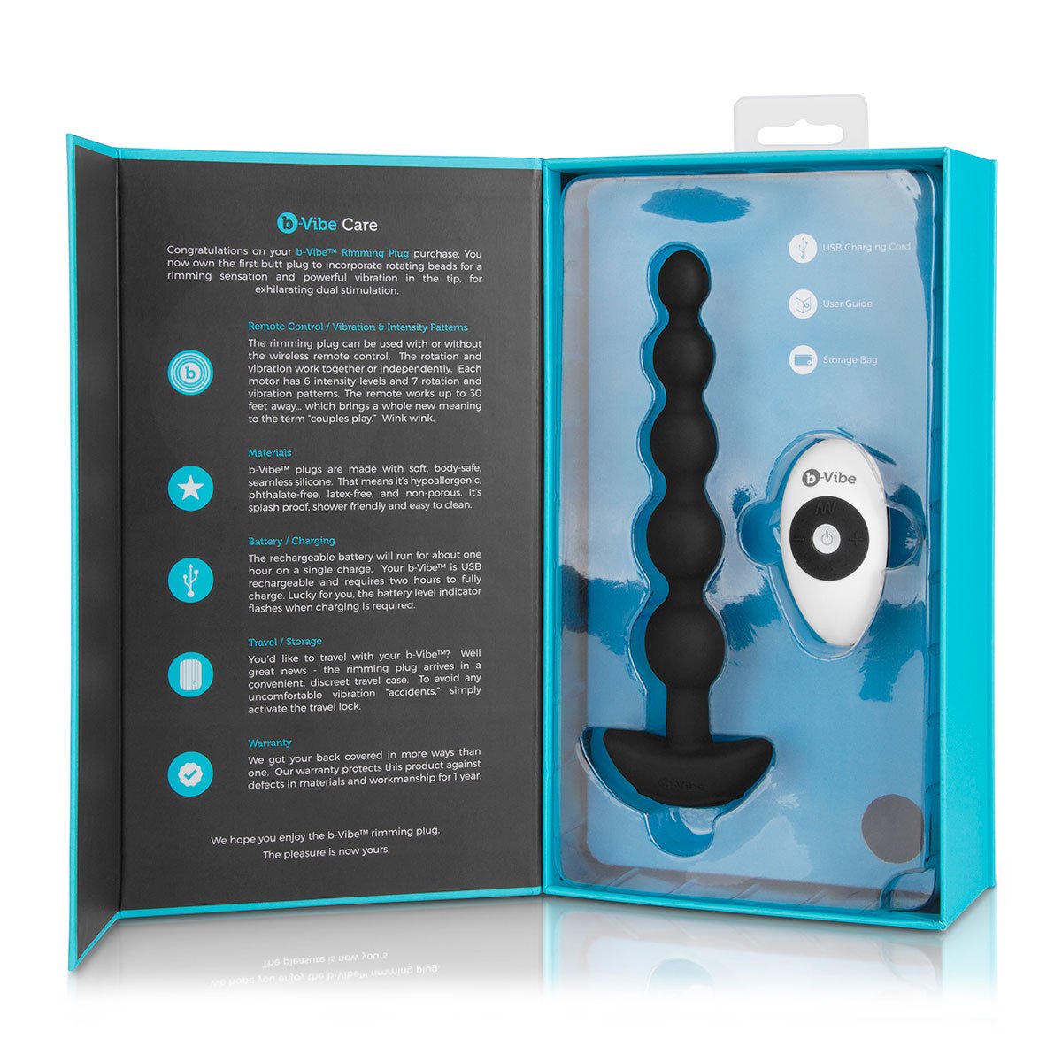 b-Vibe Cinco Rechargeable Remote-Controlled Vibrating Anal Beads Plug - Buy At Luxury Toy X - Free 3-Day Shipping