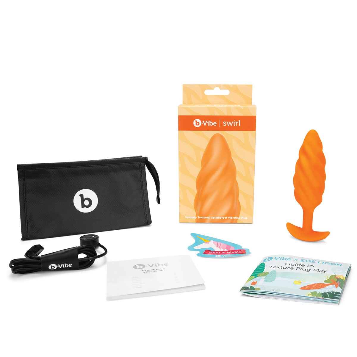 B-Vibe Texture Plug Swirl Orange Medium - Buy At Luxury Toy X - Free 3-Day Shipping