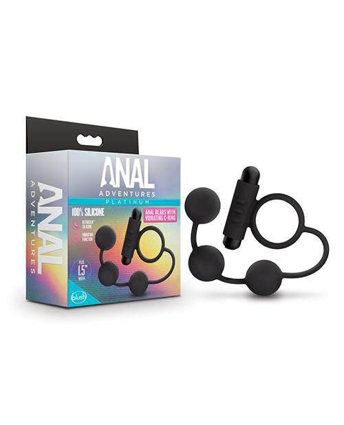 Blush Anal Adventures Platinum Silicone Anal Beads with Vibrating C-Ring - Buy At Luxury Toy X - Free 3-Day Shipping