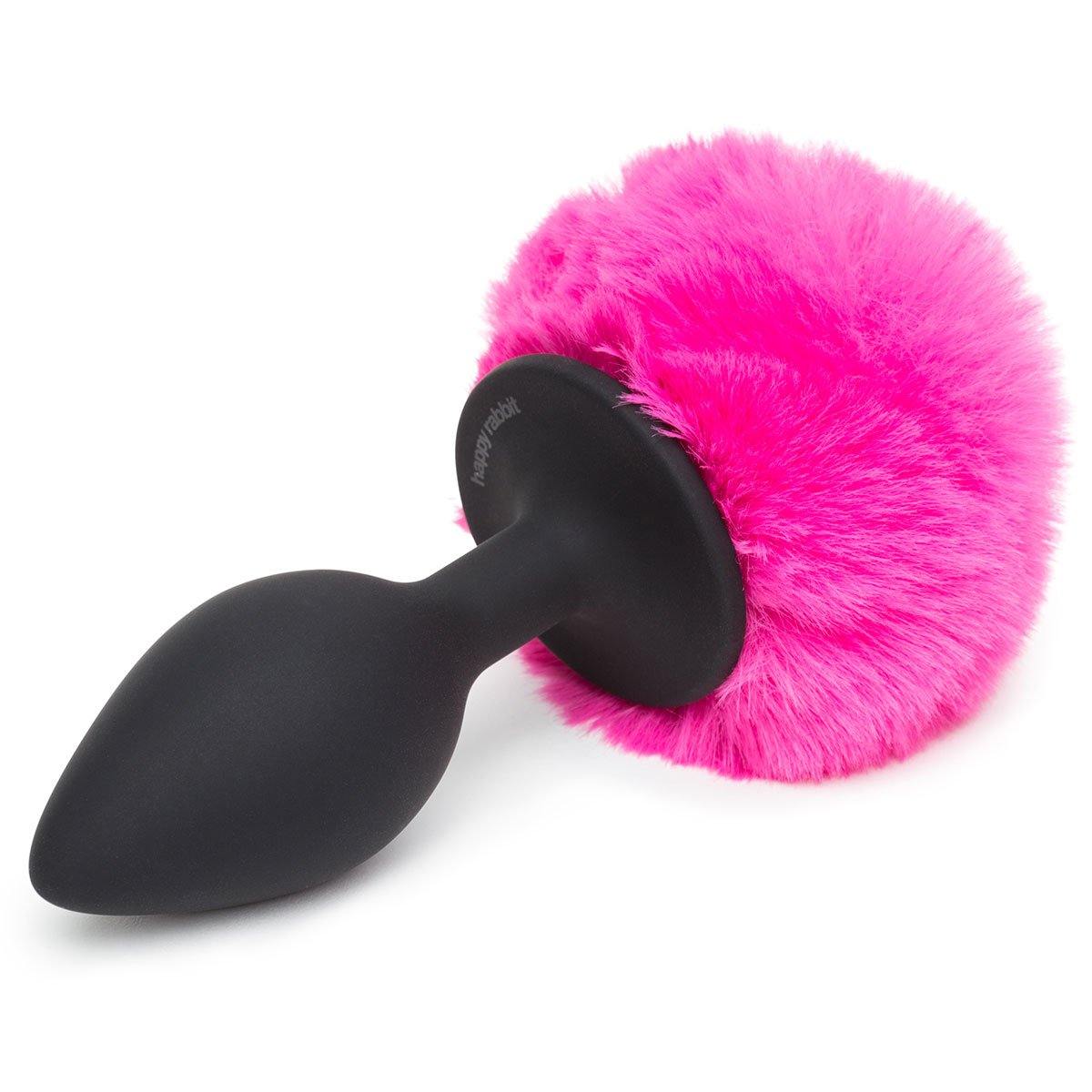 Happy Rabbit Butt Plug Black-Pink Tail Medium - Buy At Luxury Toy X - Free 3-Day Shipping
