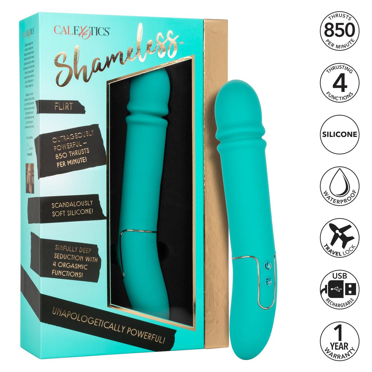 Shameless Flirt Rechargeable Silicone Thrusting Vibrator - Buy At Luxury Toy X - Free 3-Day Shipping